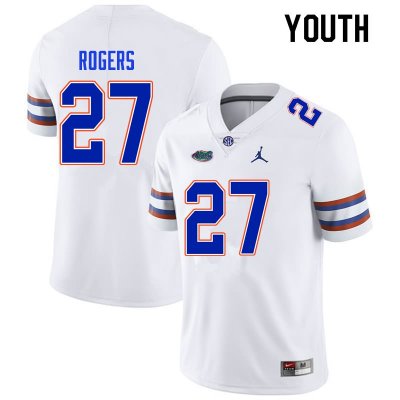 Youth Florida Gators #27 Jahari Rogers NCAA Nike White Authentic Stitched College Football Jersey JWU8162SY